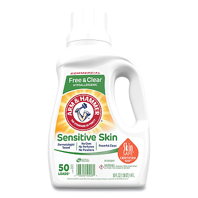 Arm &amp; Hammer HE Compatible Liquid Detergent, Unscented, 50 Loads, 50 oz Bottle, 8/Carton (3320050026)