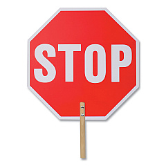 Tatco Handheld Stop Sign, 18" Red/White Face, White Graphics (17520)
