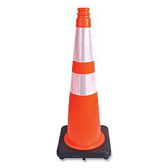 Tatco Traffic Cone, 10.75 x 10.75 x 28, Orange/Silver/Black (35500)