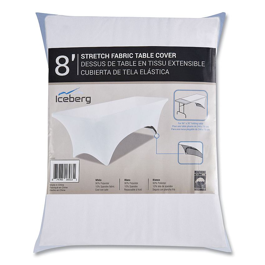 Iceberg iGear Fabric Table Cover, Polyester, 30 x 72, White (16523)