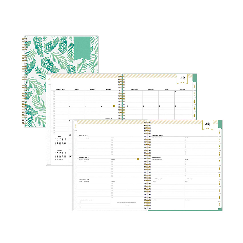 Blue Sky Day Designer Academic Year Weekly/Monthly Frosted Planner, Palms Artwork, 11 x 8.5, 12-Month (July-June): 2022-2023 (137891)