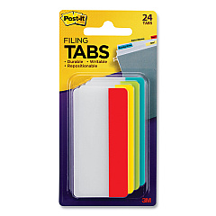 Post-it Tabs Tabs, 1/3-Cut Tabs, Assorted Colors, 3" Wide, 24/Pack (686ALYR3IN)