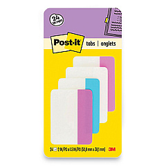 Post-it Tabs Tabs, 1/5-Cut Tabs, Assorted Pastels, 2" Wide, 24/Pack (686PWAV)