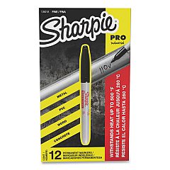 Sharpie Industrial Permanent Marker, Fine Bullet Tip, Black, Dozen (13601A)