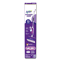 Swiffer PowerMop Starter Kit, 15.4 x 5.3 White/Purple Cloth Head, 26" Silver Aluminum Handle (07242)