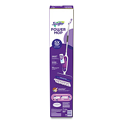 Swiffer PowerMop Starter Kit, 15.4 x 5.3 White/Purple Cloth Head, 26" Silver Aluminum Handle (07242)