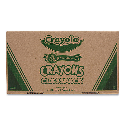 Crayola Classpack Regular Crayons, 8 Colors, 800/Box (528008)