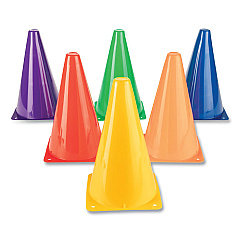 Champion Sports Indoor/Outdoor High Visibility Plastic Cone Set, Assorted Colors, 6/Box (TC9SET)