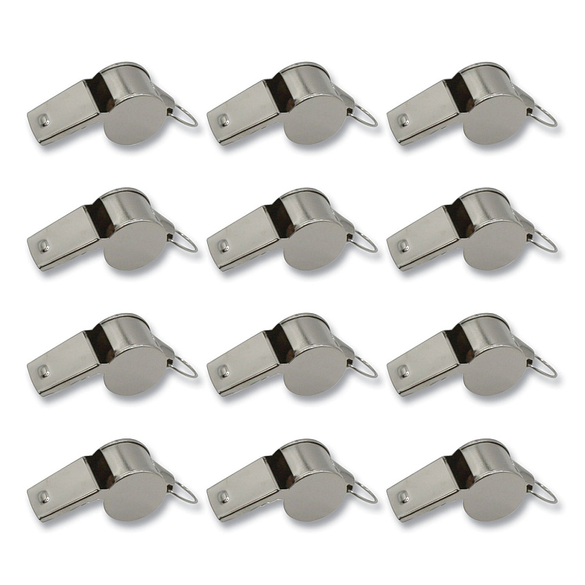 Champion Sports Sports Whistle, Medium Weight, Metal, Silver, Dozen (501)