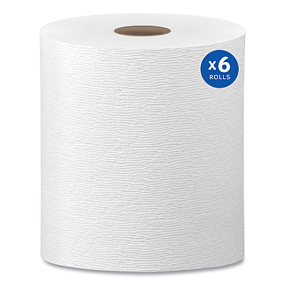 Kleenex Hard Roll Paper Towels with Premium Absorbency Pockets, 8" x 600 ft, 1.75" Core, White, 6 Rolls/Carton (50606)