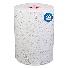 Scott Control Slimroll Towels, 8" x 580 ft, White/Pink Core, Traditional Business, 6/Carton (47032)
