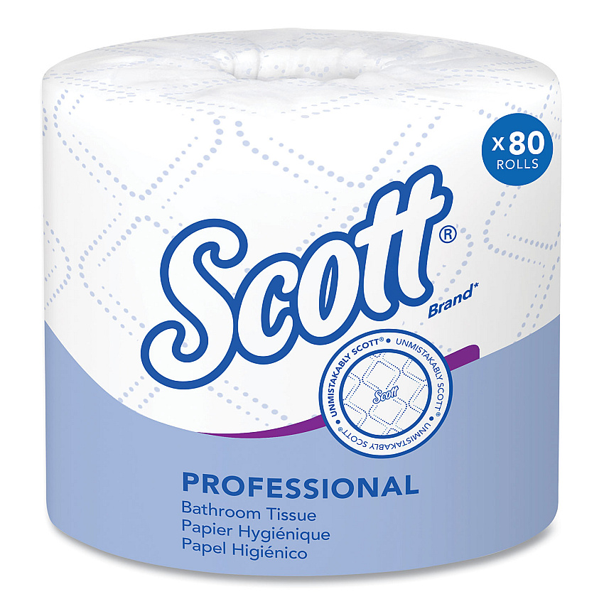 Scott Essential Standard Roll Bathroom Tissue for Business, Septic Safe, 2-Ply, White, 550 Sheets/Roll, 80/Carton (04460)