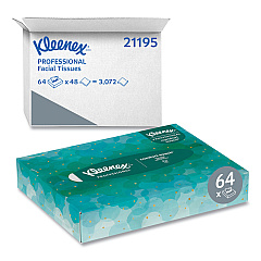 Kleenex White Facial Tissue Junior Pack, 2-Ply, 48 Sheets/Box, 64 Boxes/Carton (21195)