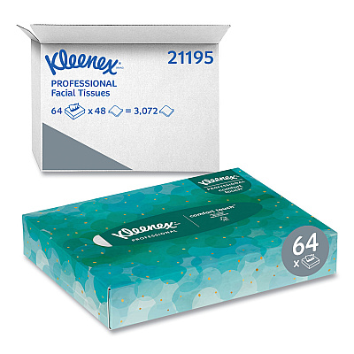 Kleenex White Facial Tissue Junior Pack, 2-Ply, 48 Sheets/Box, 64 Boxes/Carton (21195)