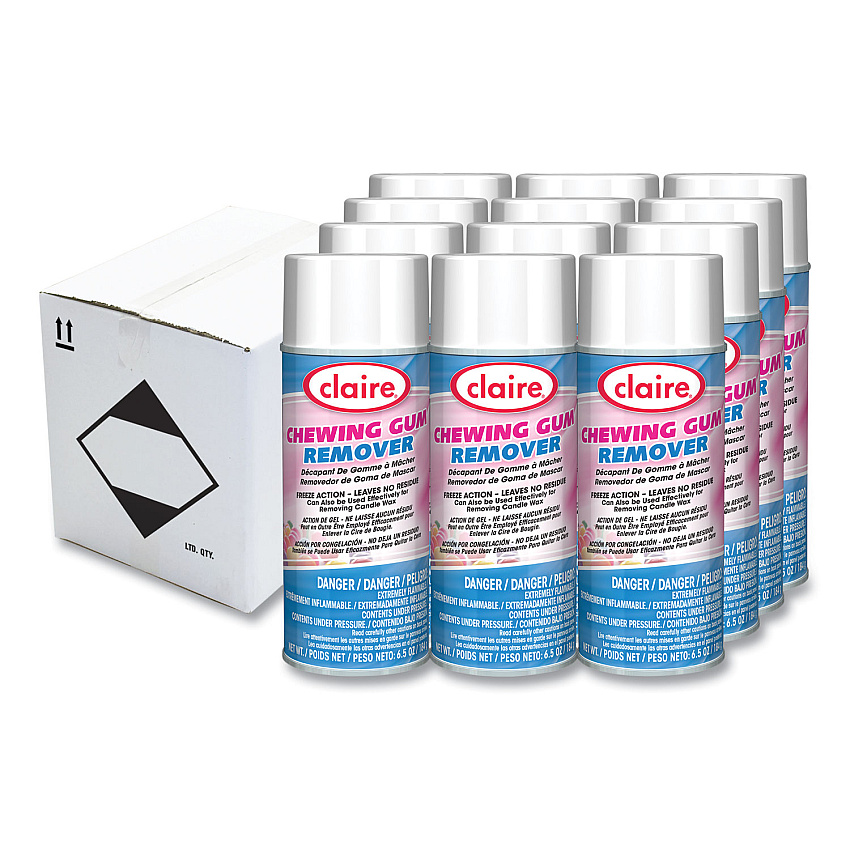 Claire Chewing Gum Remover, Cherry Scent, 6.5 oz Aerosol Spray, Dozen (813)