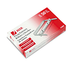 ACCO Standard Two-Piece Paper Fasteners, 2" Capacity, 2.75" Center to Center, Silver, 50/Box (12992)