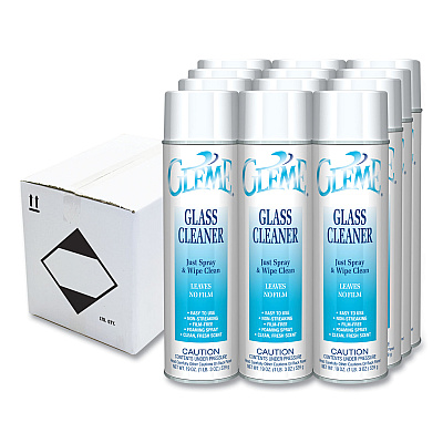 Claire Gleme Glass Cleaner, Fresh Scent, 19 oz Aerosol Spray, Dozen (050)