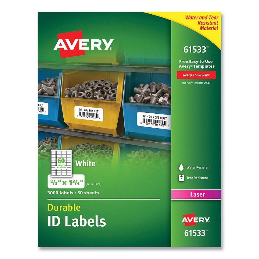 Avery 61533 Durable Permanent ID Labels