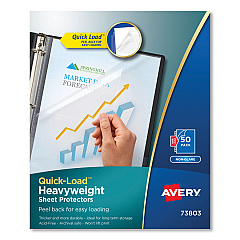 Avery Quick Top and Side Loading Sheet Protectors, Letter, Non-Glare, 50/Box (73803)