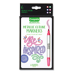 Crayola Signature Metallic Outline Paint Markers, Bullet Tip, Assorted Colors, 6/Pack (586701)