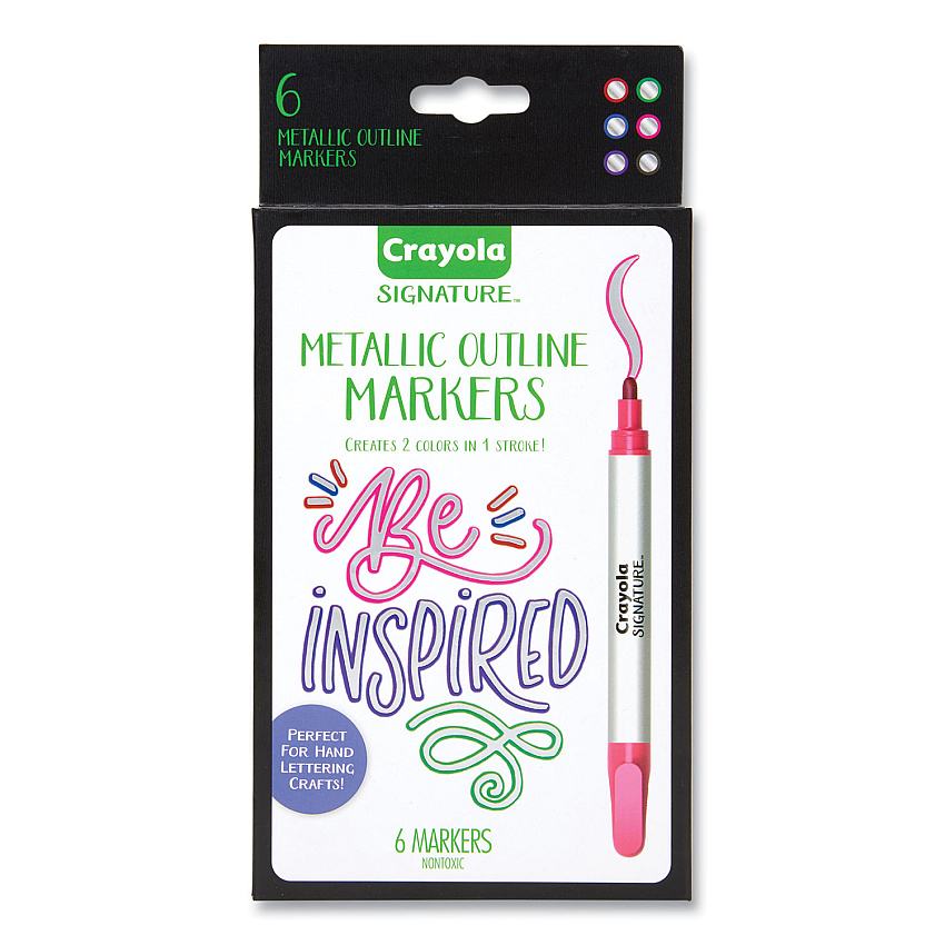 Crayola Signature Metallic Outline Paint Markers, Bullet Tip, Assorted Colors, 6/Pack (586701)