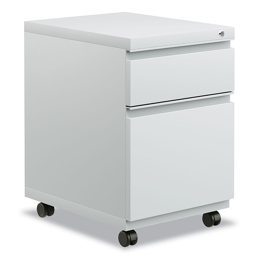 Alera File Pedestal with Full-Length Pull, Left or Right, 2-Drawers: Box/File, Legal/Letter, Light Gray, 14.96" x 19.29" x 21.65" (ALEPBBFLG)