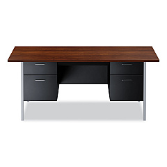Alera Double Pedestal Steel Desk, 72" x 36" x 29.5", Mocha/Black (ALESD7236BM)