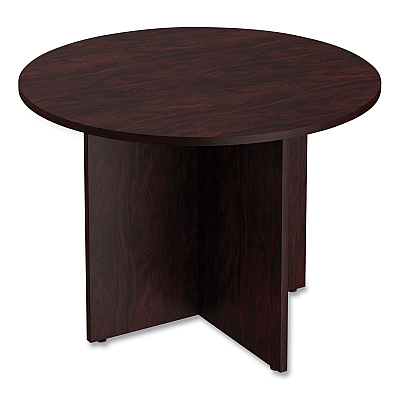 Alera Valencia Round Conference Table with Legs, 29.5h x 42 dia, Mahogany (ALEVA7142MY)
