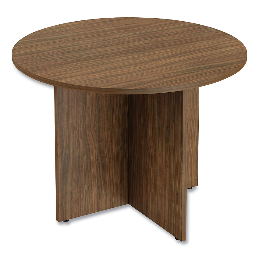 Alera Valencia Round Conference Table with Legs, 29.5h x 42 dia, Modern Walnut (ALEVA7142WA)