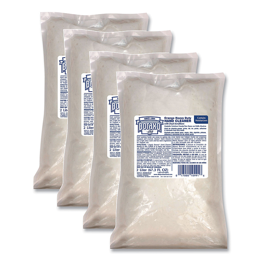 Boraxo Orange Heavy Duty Hand Cleaner, 2 L Refill Bag, 4/Carton (10991CT)