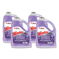 Windex Non-Ammoniated Glass/Multi Surface Cleaner, Pleasant Scent, 128 oz Bottle, 4/CT (697262)