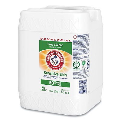 Arm &amp; Hammer HE Compatible Liquid Detergent, Unscented, 640 Loads, Free and Clear Scent, 5 gal Jug (3320097550)