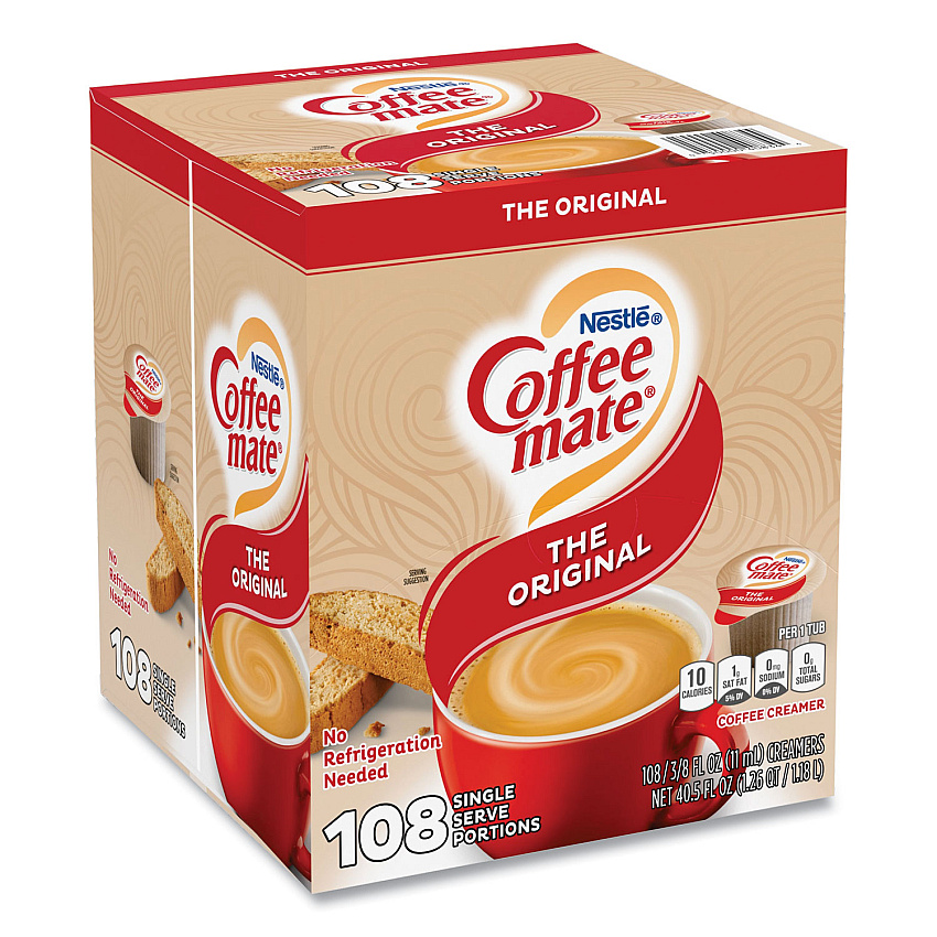 Coffee-mate Liquid Coffee Creamer, Original, 0.38 oz Mini Cups, 108/Carton (40834)