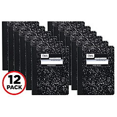 Mead Square Deal Composition Book, 3 Subject, Wide/Legal Rule, Black Cover, 9.75 x 7.5, 100 Sheets, 12/Pack (72936)