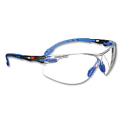 3M Solus 1000 Series Safety Glasses, Blue Plastic Frame, Clear Polycarbonate Lens (S1101SGAF)
