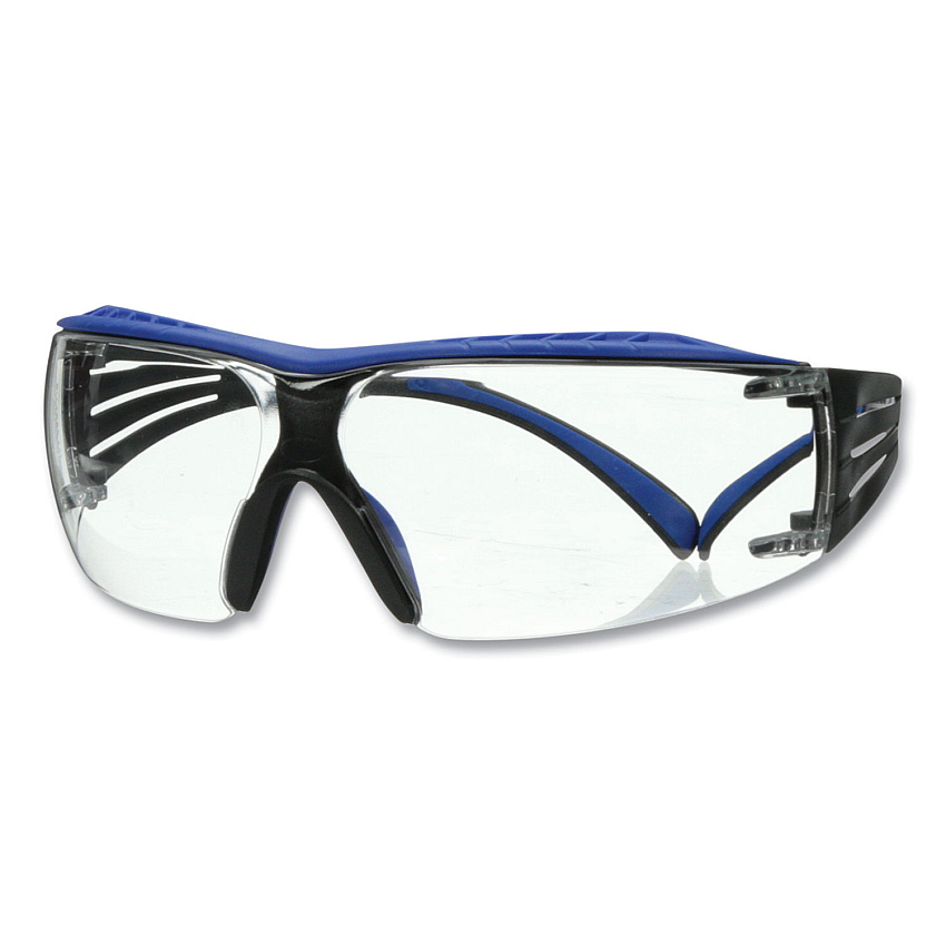 3M SecureFit Protective Eyewear, 400 Series, Blue/Gray Plastic Frame, Clear Polycarbonate Lens (SF204SGAFBLU)