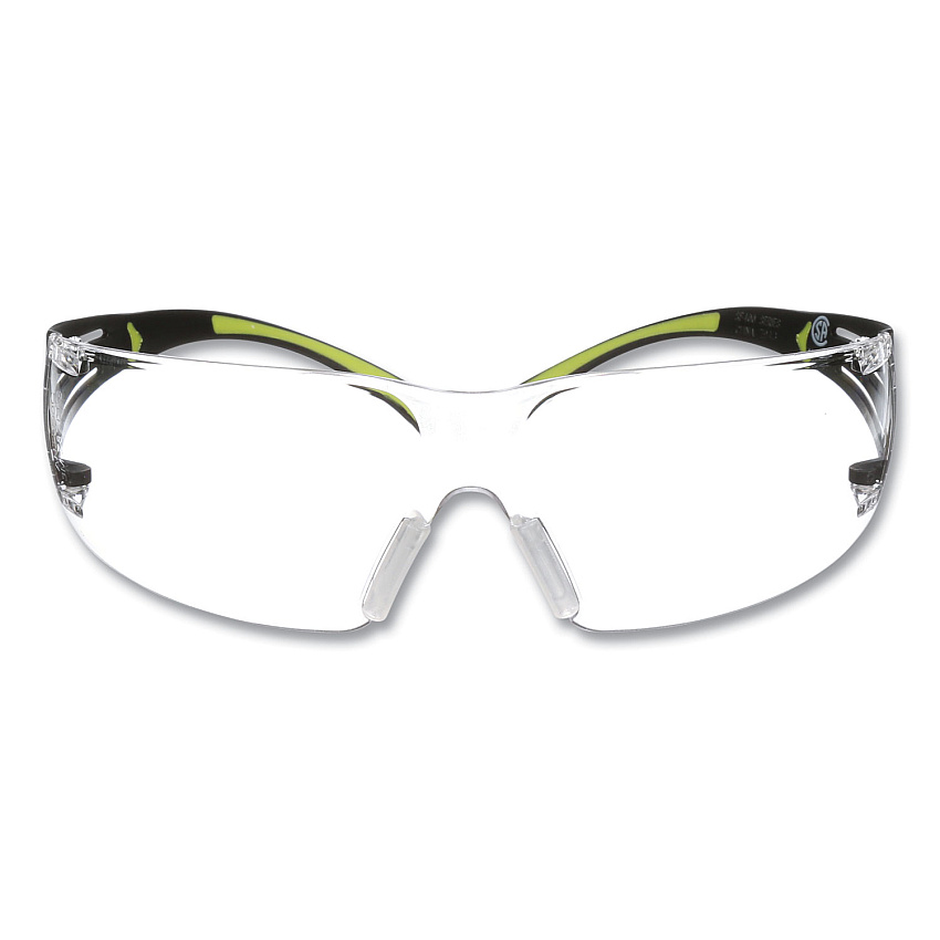 3M SecureFIt Protective Eyewear, 400 Series, Green Plastic Frame, Clear Polycarbonate Lens (SF401AF)