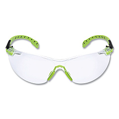 3M Solus 1000-Series Safety Glasses, Black/Green Plastic Frame, Clear Polycarbonate Lens (S1201SGAF)