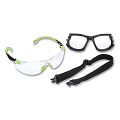 3M Solus 1000-Series Safety Glasses, Green Plastic Frame, Clear Polycarbonate Lens (S1201SGAFKT)