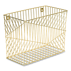 U Brands Vena Hanging File Basket, Letter Size, 6.85" Long, Gold (3231U0206)