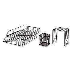 U Brands Vena Desktop Organization Kit, 8 Compartments, Letter Sorter, Paper Tray, Pencil Cup, Black, Metal (2004U0001)