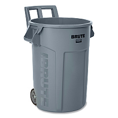 Rubbermaid Commercial Vented Wheeled BRUTE Container, 32 gal, Plastic, Gray (2179403)