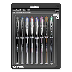 uni-ball VISION ELITE Roller Ball Pen, Stick, Micro 0.5 mm, Assorted Ink Colors, Black Barrel (58092PP)