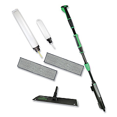 Unger Excella Floor Cleaning Kit, 20" Gray Microfiber Head, 48" to 65" Black/Green Handle (EFKT8)