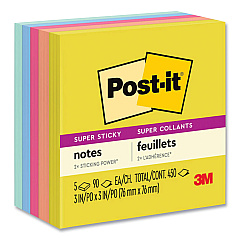 Post-it Notes Super Sticky Note Pads in Summer Joy Collection Colors, 3" x 3", Summer Joy Collection Colors, 90 Sheets/Pad, 5 Pads/Pack (6545SSJOY)