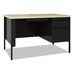 Hirsh Industries Teachers Pedestal Desks, One Right-Hand Pedestal: Box/File Drawers, 48" x 30" x 29.5", Maple/Black (24344)