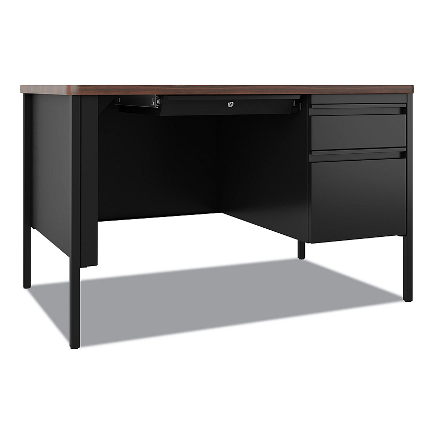 Hirsh Industries Teachers Pedestal Desks, One Right-Hand Pedestal: Box/File Drawers, 48" x 30" x 29.5", Walnut/Black (22652)