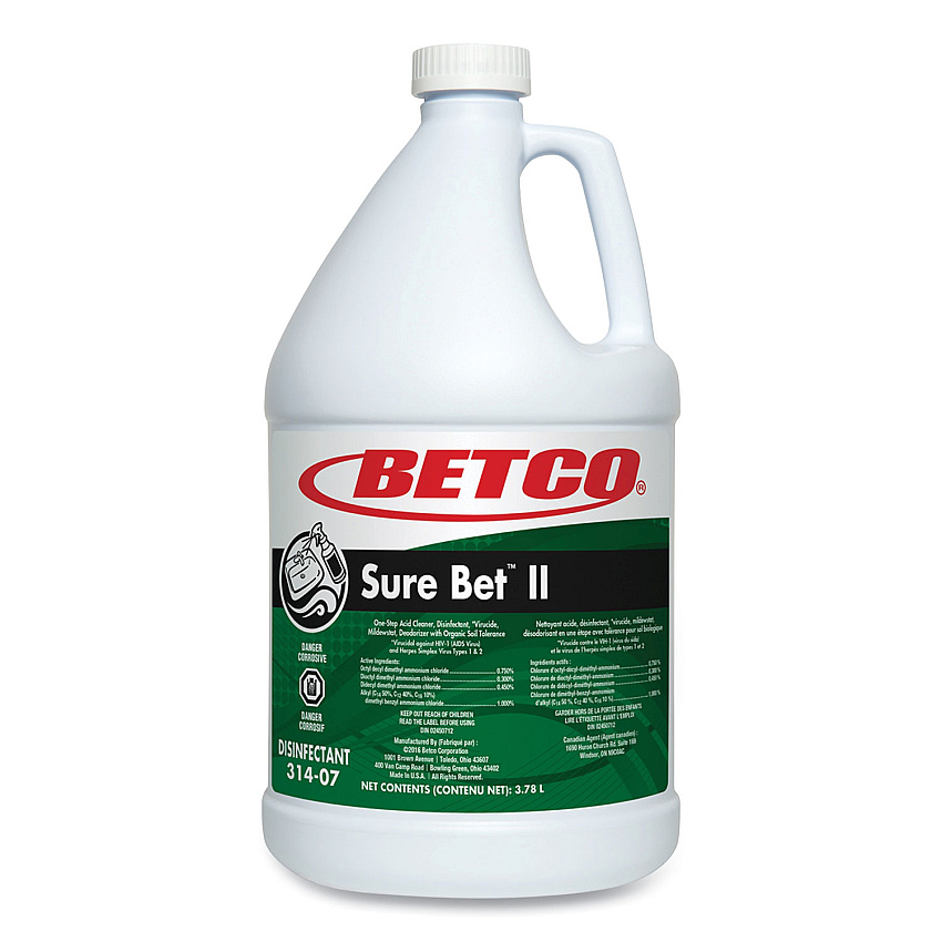 Betco Sure Bet II Foaming Disinfectant, Citrus Scent, 1 gal Bottle, 4/Carton (3140400)