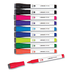 U Brands Medium Point Dry Erase Markers, Medium Chisel Tip, Assorted Colors, 10/Pack (504U0624)