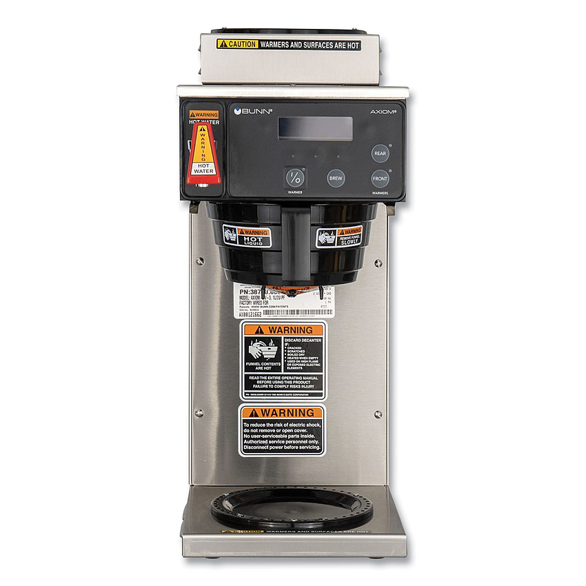 BUNN AXIOM DV-3 12-Cup Dual-Voltage Coffee Brewer with 3 Warmers, Silver/Black (387000008)